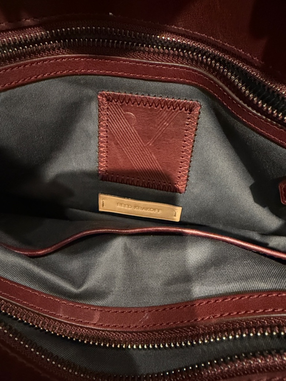 Reed Krakoff Burgundy, Red & Fuchsia Colorblock Leather Satchel - Picture 7 of 8